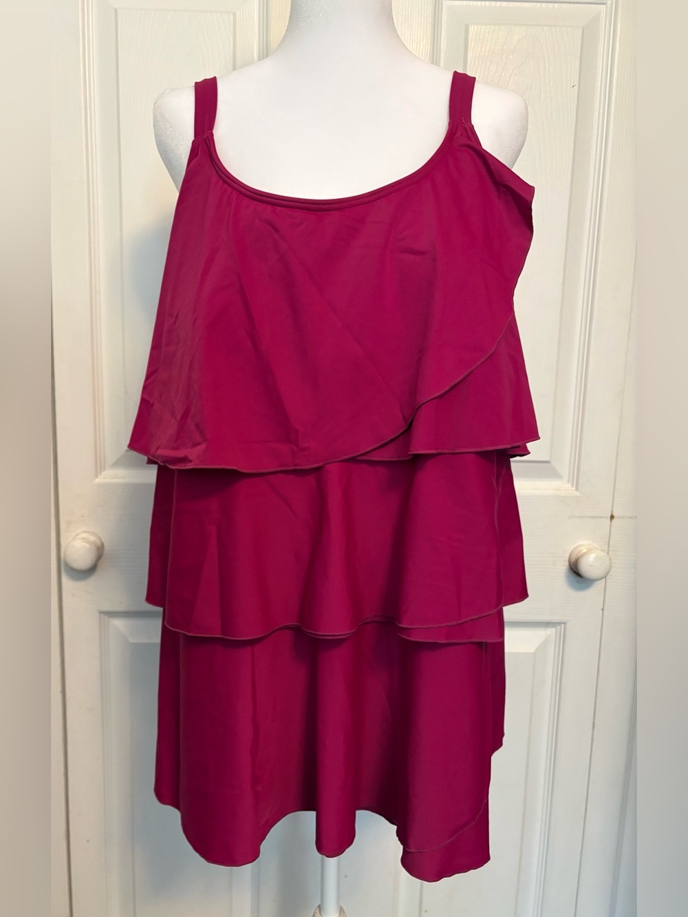 Coldwater Creek Fuchsia Tiered Tankini Swim Top